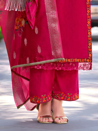 Varanga Women Floral Embroidered Regular Thread Work Kurta with Trousers & With Dupatta