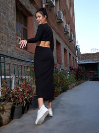 SASSAFRAS Cut Out Sheath Midi Dress