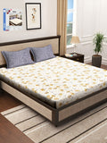 KLOTTHE White Floral Cotton 300 TC King Cadar Halus dengan 2 Sarung Bantal-106 x 106 inci