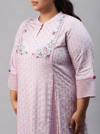 W Women Plus Size Purple Floral Printed Kurta & Leggings With Dupatta