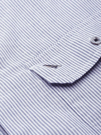 Mr Bowerbird Men Navy Blue & White Liberal Fit Striped Casual Shirt