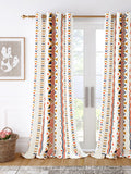 Story@home White & Orange Geometric Room Darkening Door Curtain