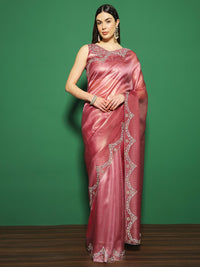 Saree mall Embellished Beads and Stones Organza Saree