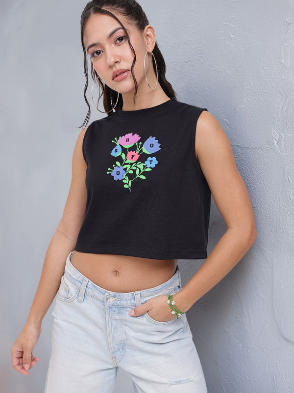DressBerry Carefree Attitude Sleeveless Crop T-shirt