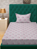 Myntra Elegant Homes Pink Floral 400 TC Cadar Tempat Tidur Single dengan 1 Sarung Bantal
