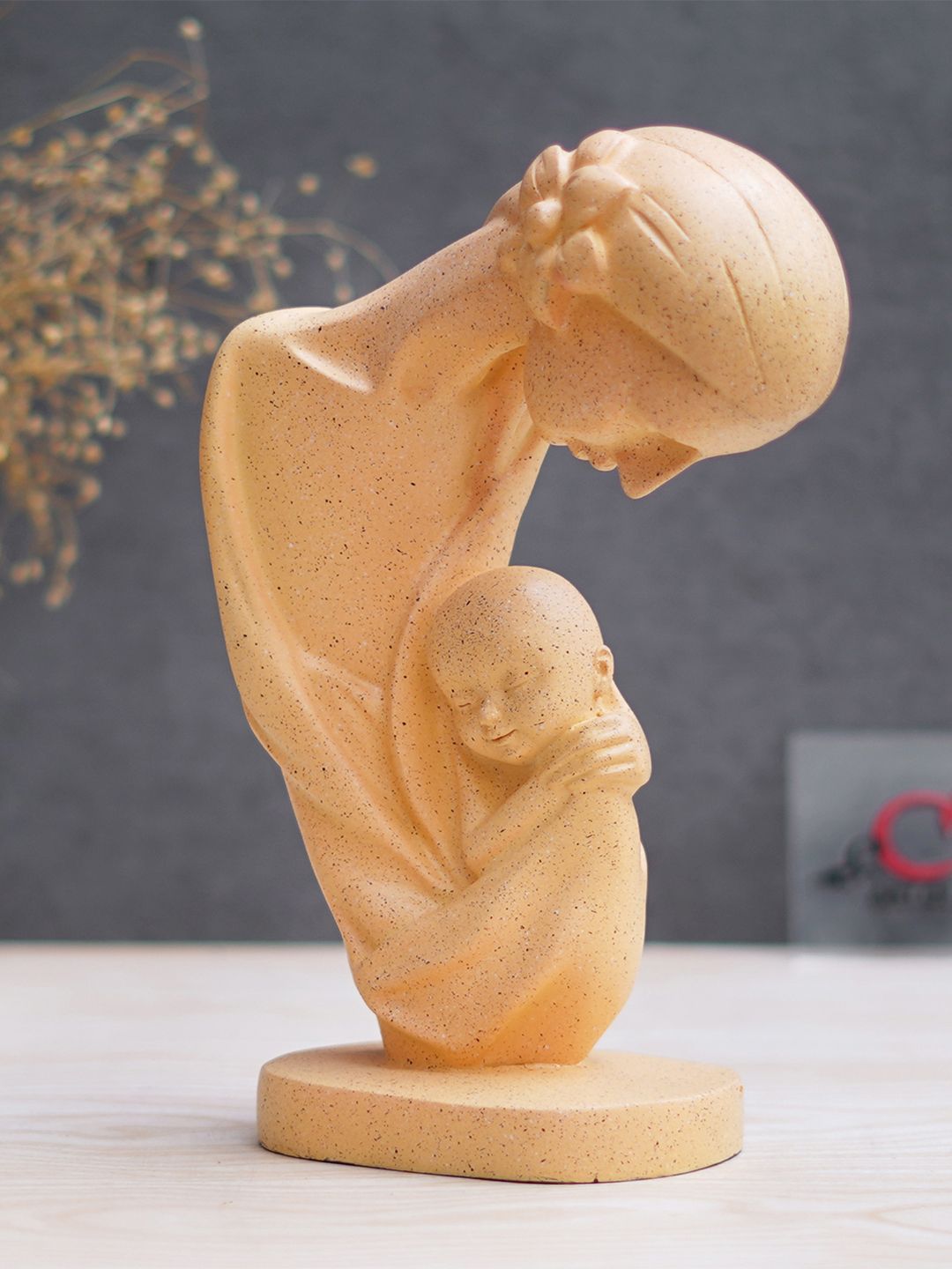 eCraftIndia Off White Medium Mother with Child Sculpture Human Figurine Showpiece
