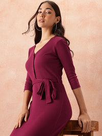 all about you Ribbed Wrap Style Dress Comes With a Belt