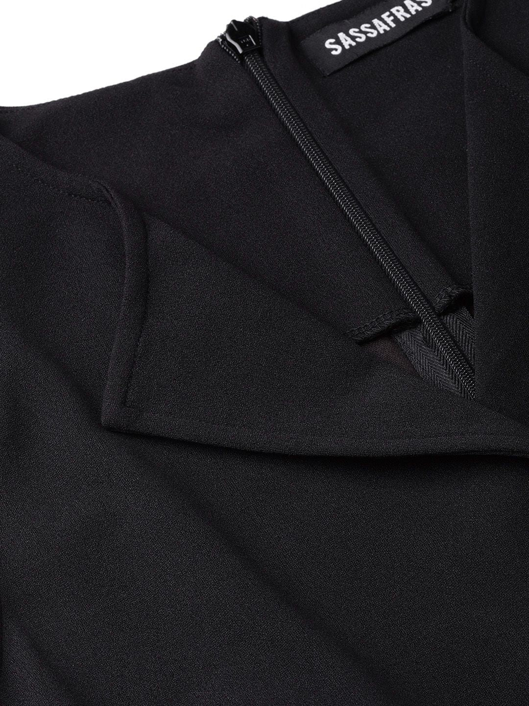 SASSAFRAS Women Black Solid Basic Jumpsuit