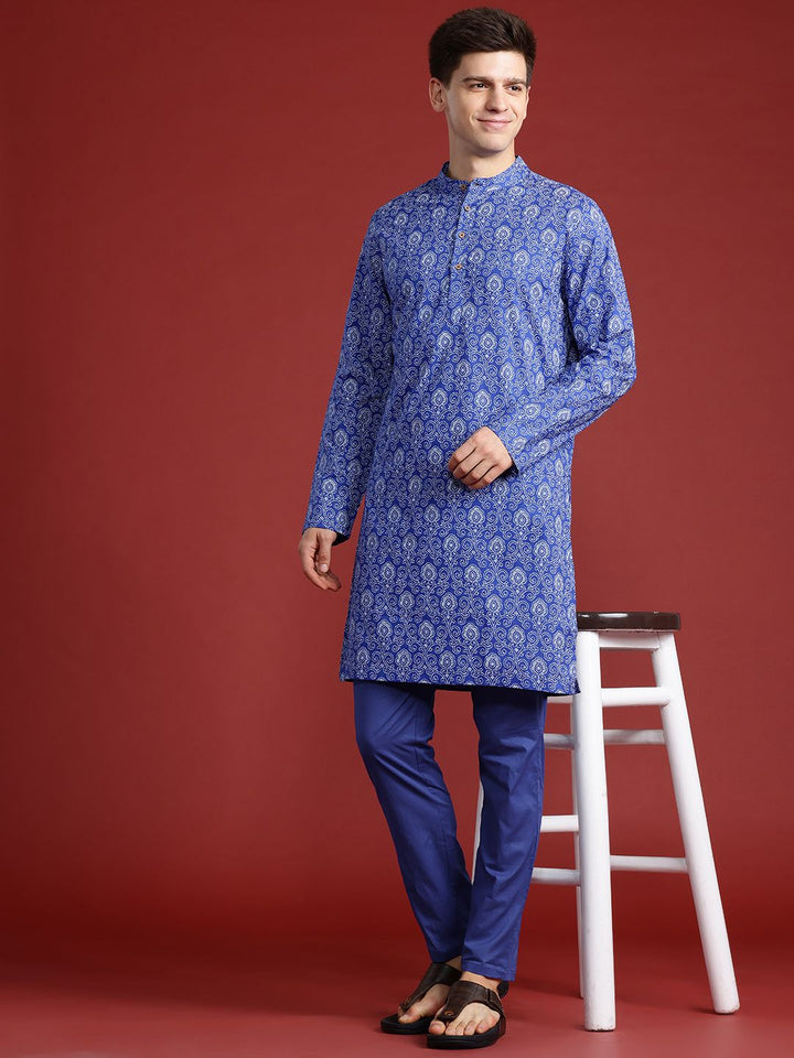Anouk Ethnic Motifs Printed Pure Cotton Kurta with Trousers