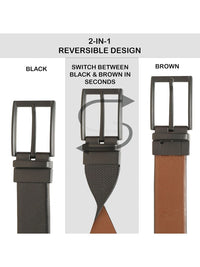 Teakwood Leathers Men Textured Leather Reversible Formal Belt