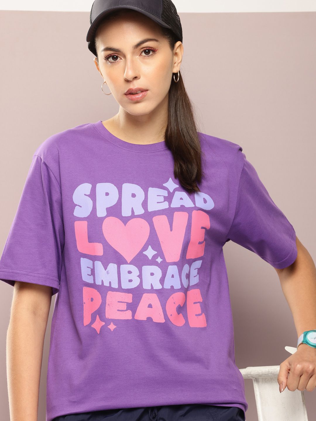 DILLINGER Typography Printed Oversized Pure Cotton T-shirt