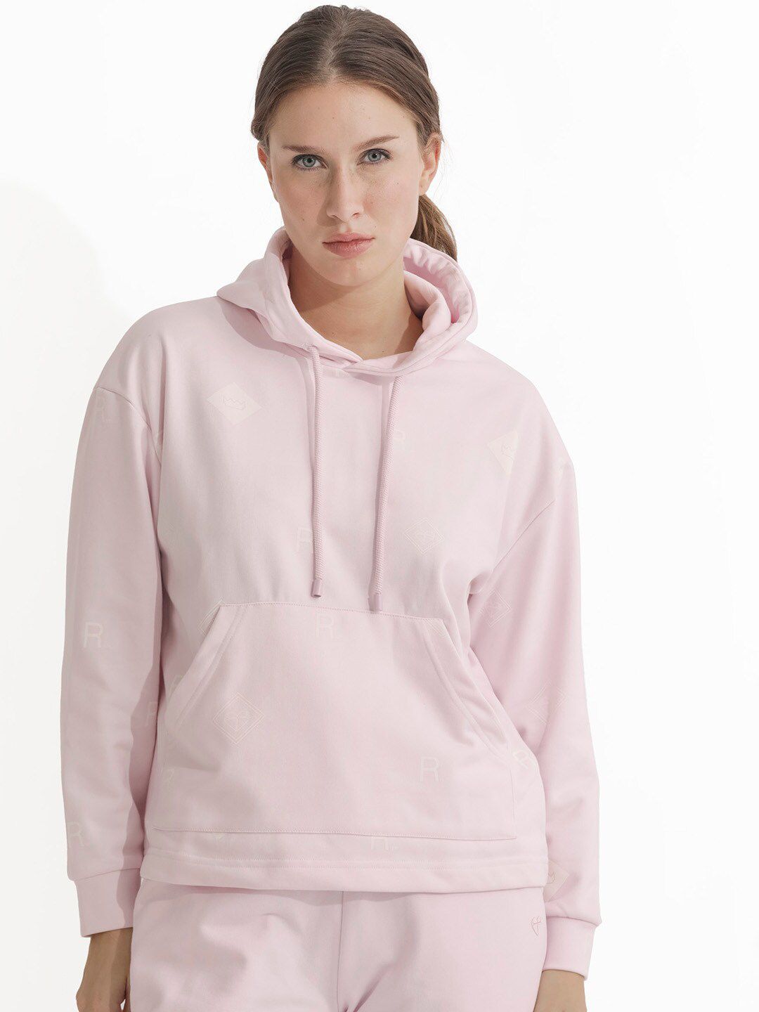 RAREISM Conversational Printed Hooded Cotton Pullover Sweatshirt