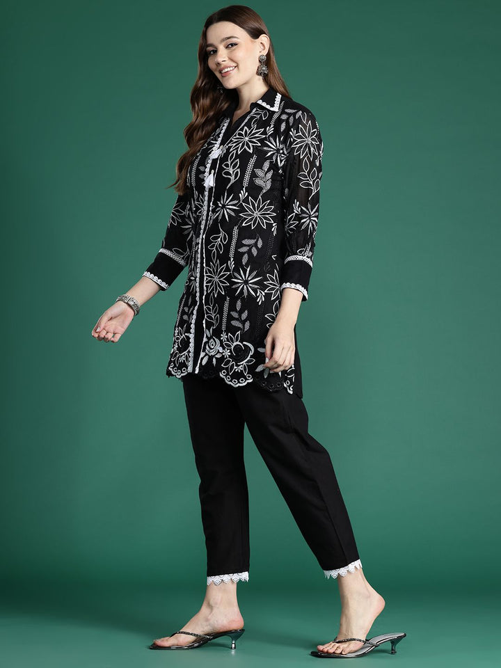 Indo Era Floral Embroidered Pure Cotton Co-Ords