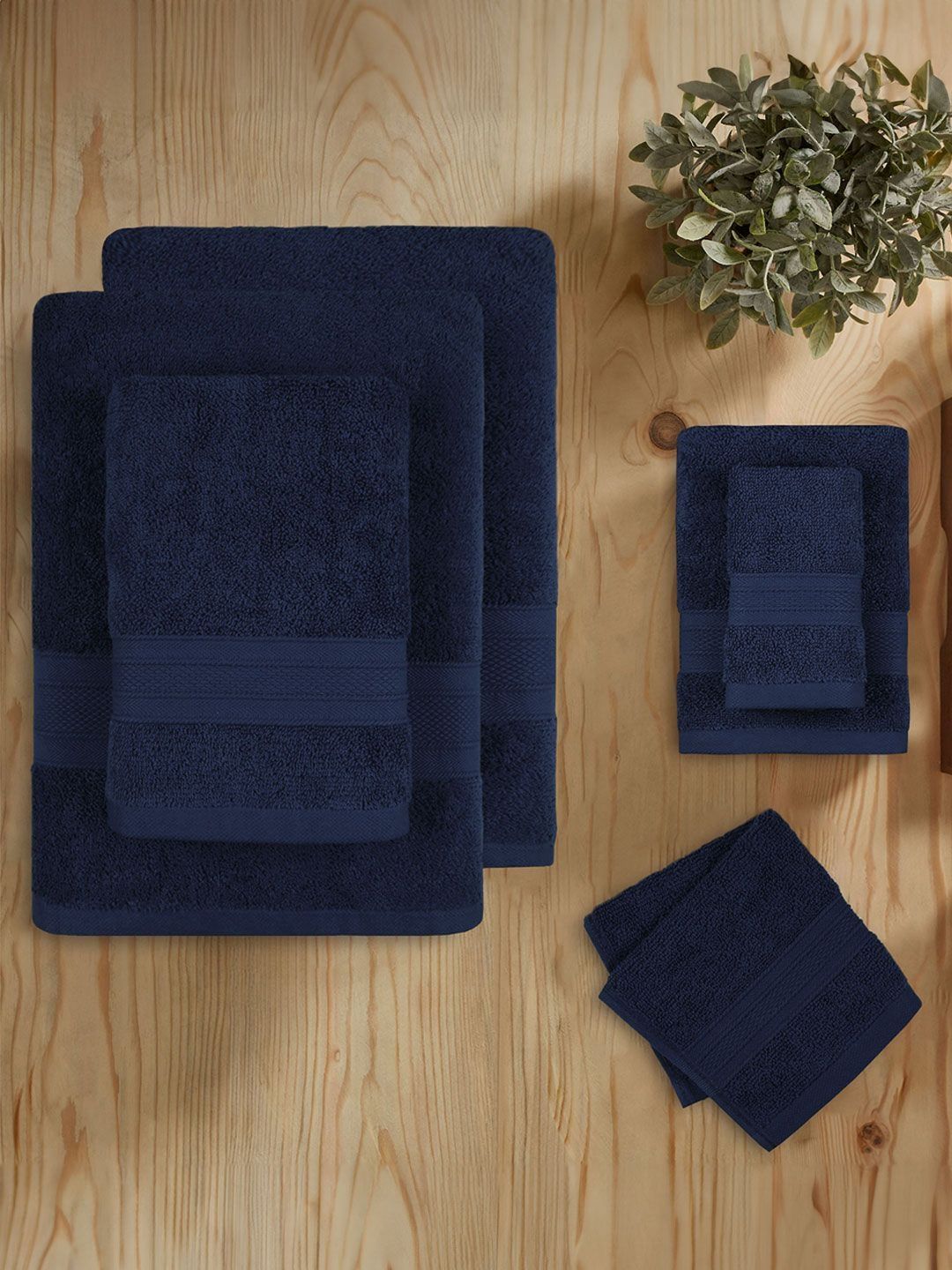 MYTRIDENT Soft Comfort Navy Blue 6 Pieces Pure Cotton 500 GSM Towel Set