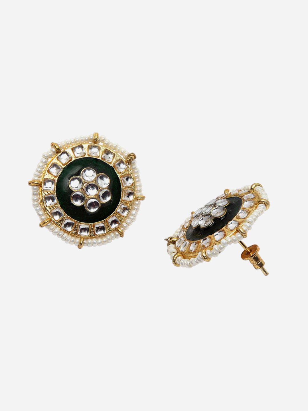 Anouk Gold-Plated Cubic Zirconia Studded Circular Shaped Studs