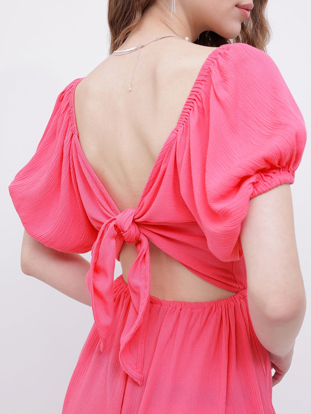 DressBerry Playful Allure Crepe Cut-Out Tie-Up Playsuit