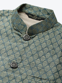 SOJANYA Kurta Motif Etnik Maroon & Beige dengan Jaket Churidar & Nehru
