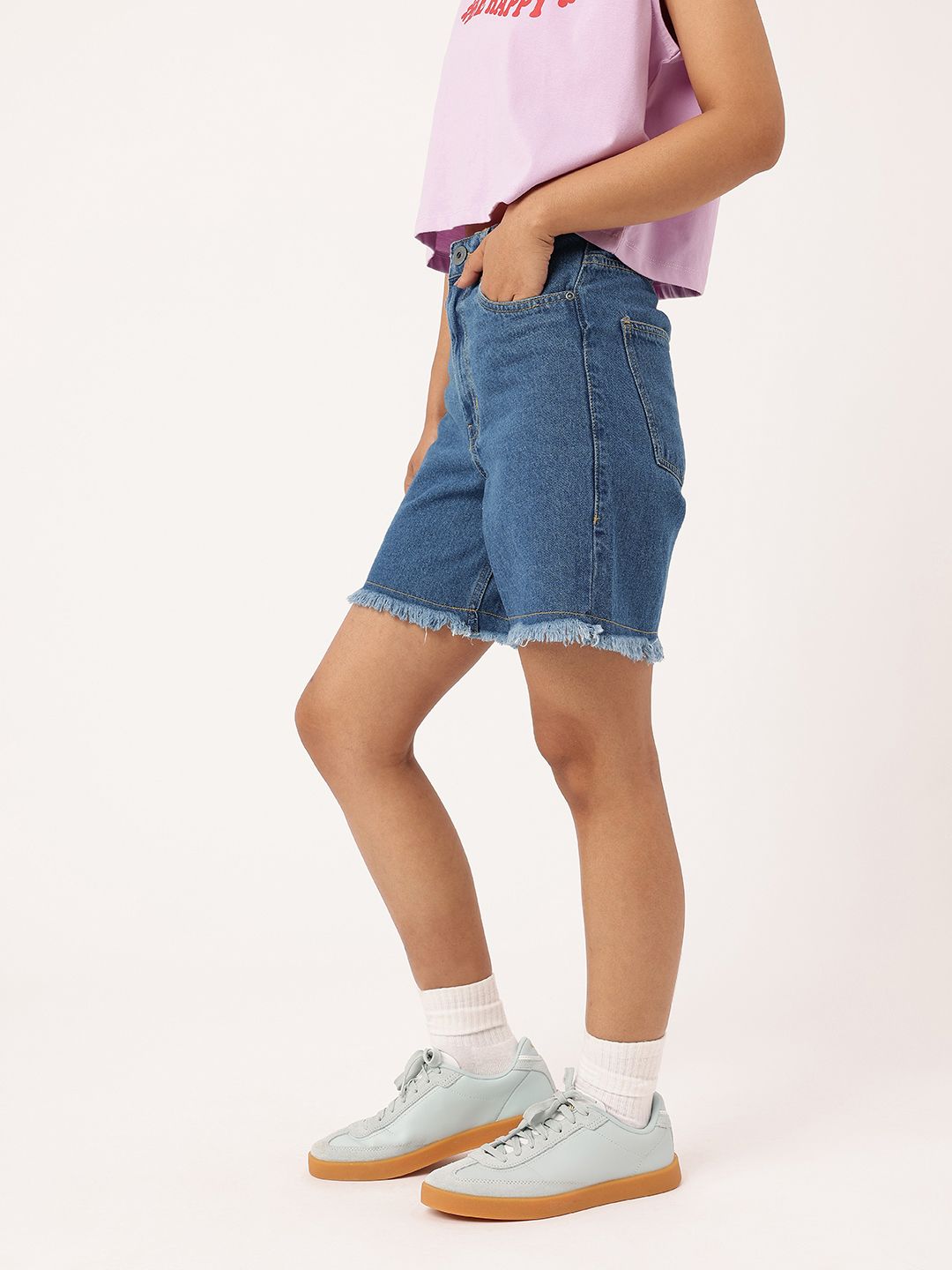 DressBerry Women Urban Cool Frayed Denim Shorts