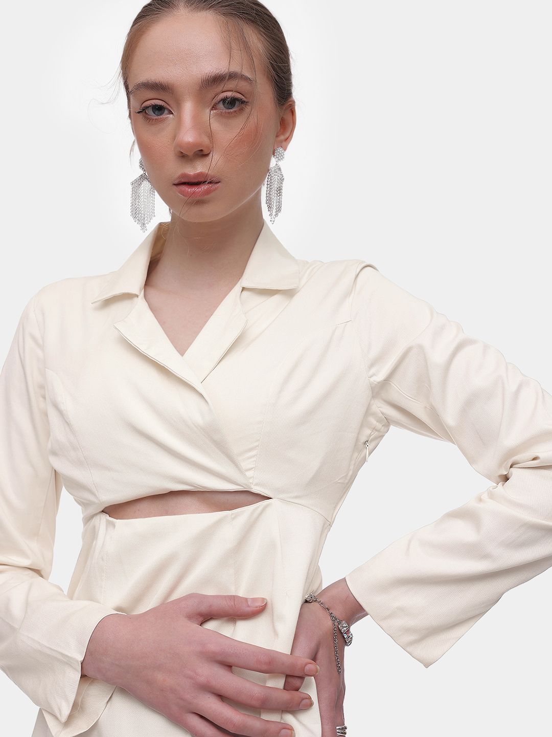 French Connection Lapel Collar Cut-Outs A-Line Mini Dress