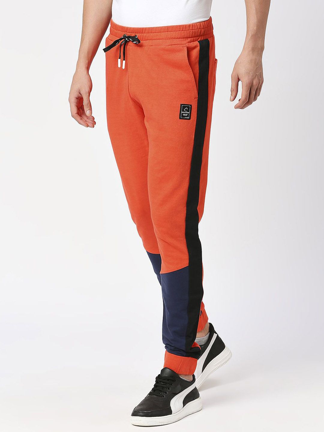 Being Human Men Pure Cotton Colourblocked Mid-Rise Joggers Track Pants