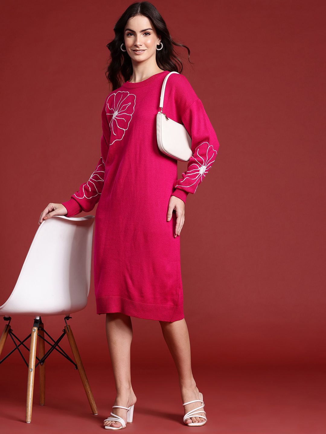 all about you Floral Embroidered Puff Sleeve Sheath Dress