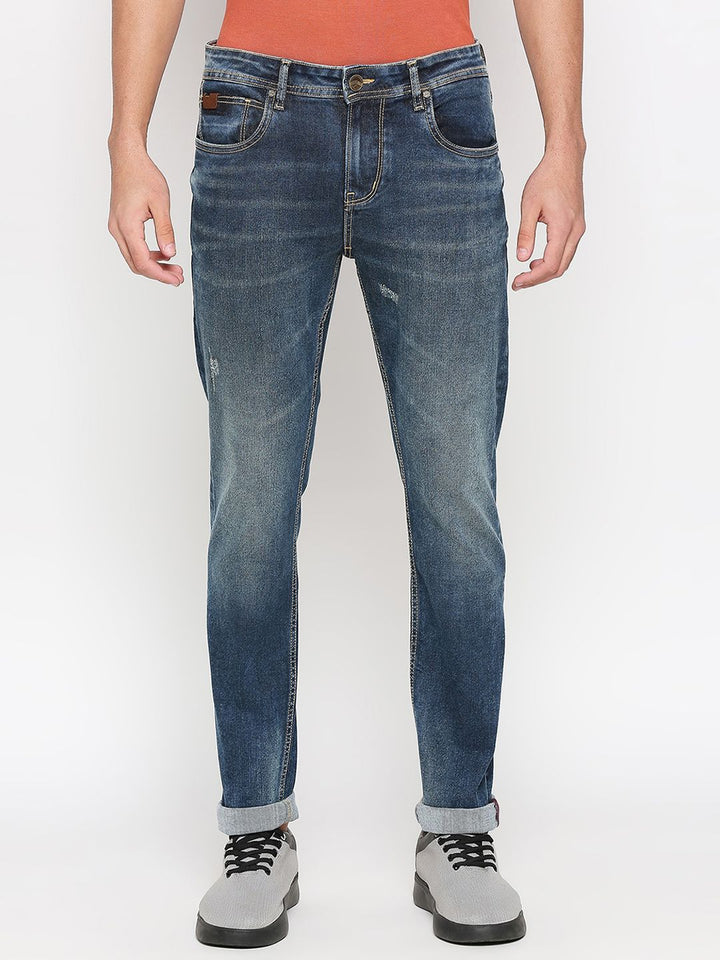 Being Human Men Slim Fit Low Distress Heavy Fade Jeans