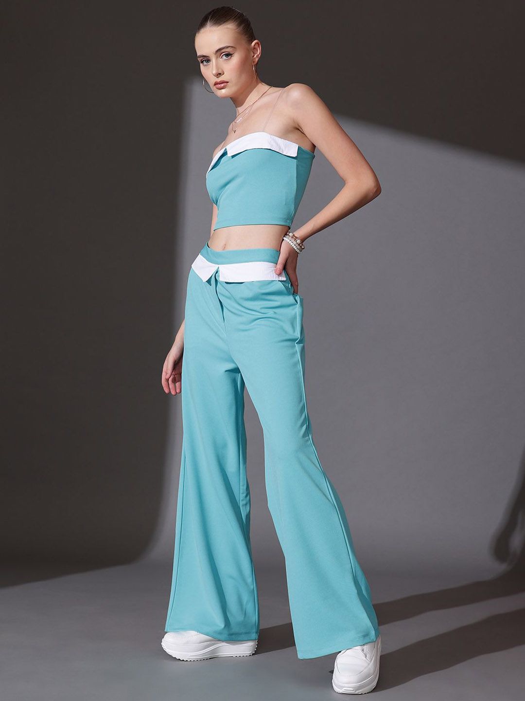 STREET 9 Off Shoulder Top With Flared Trousers Co-Ords