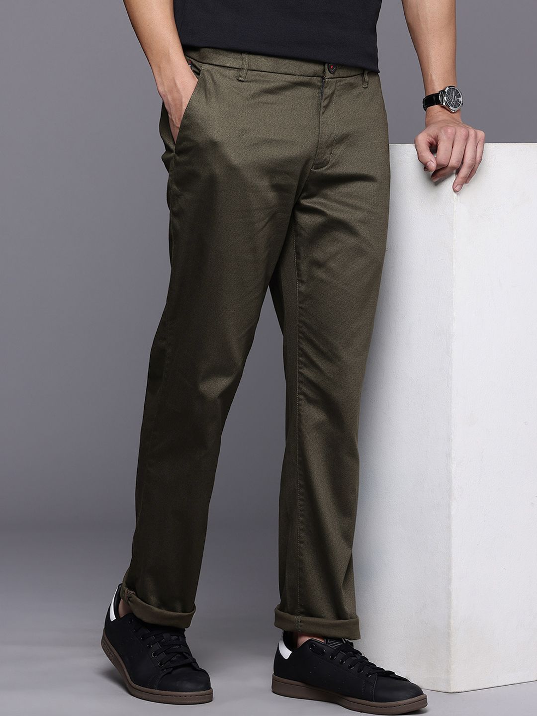 Raymond Men Printed Slim Fit Trousers