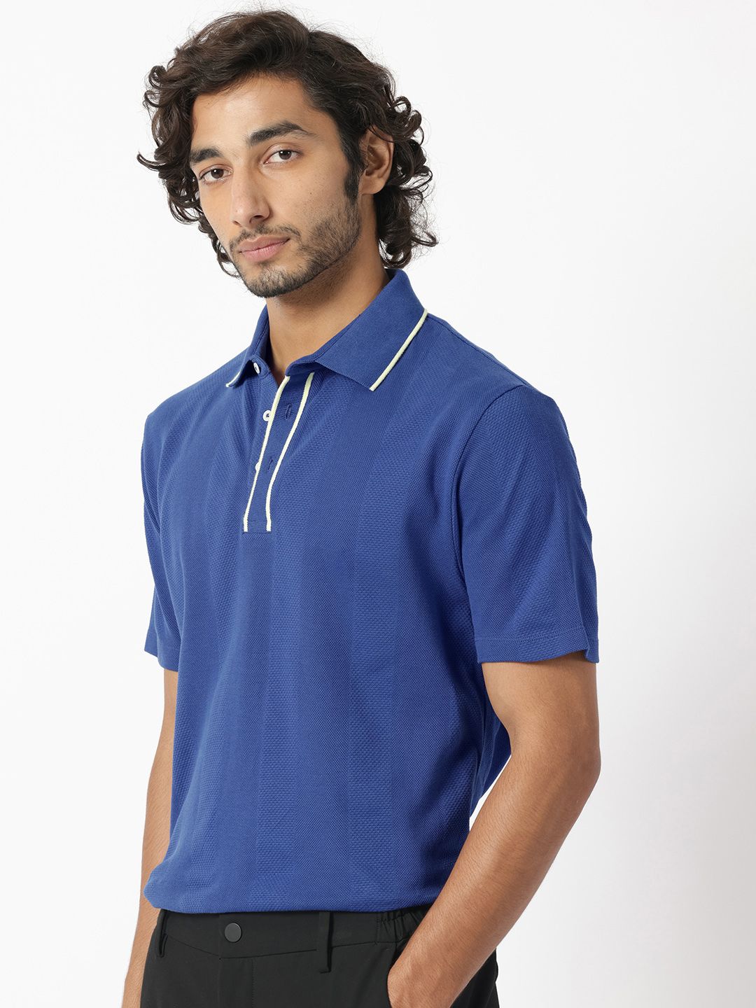 RARE RABBIT Men Cardona Polo Collar Pure Cotton Slim Fit T-Shirt