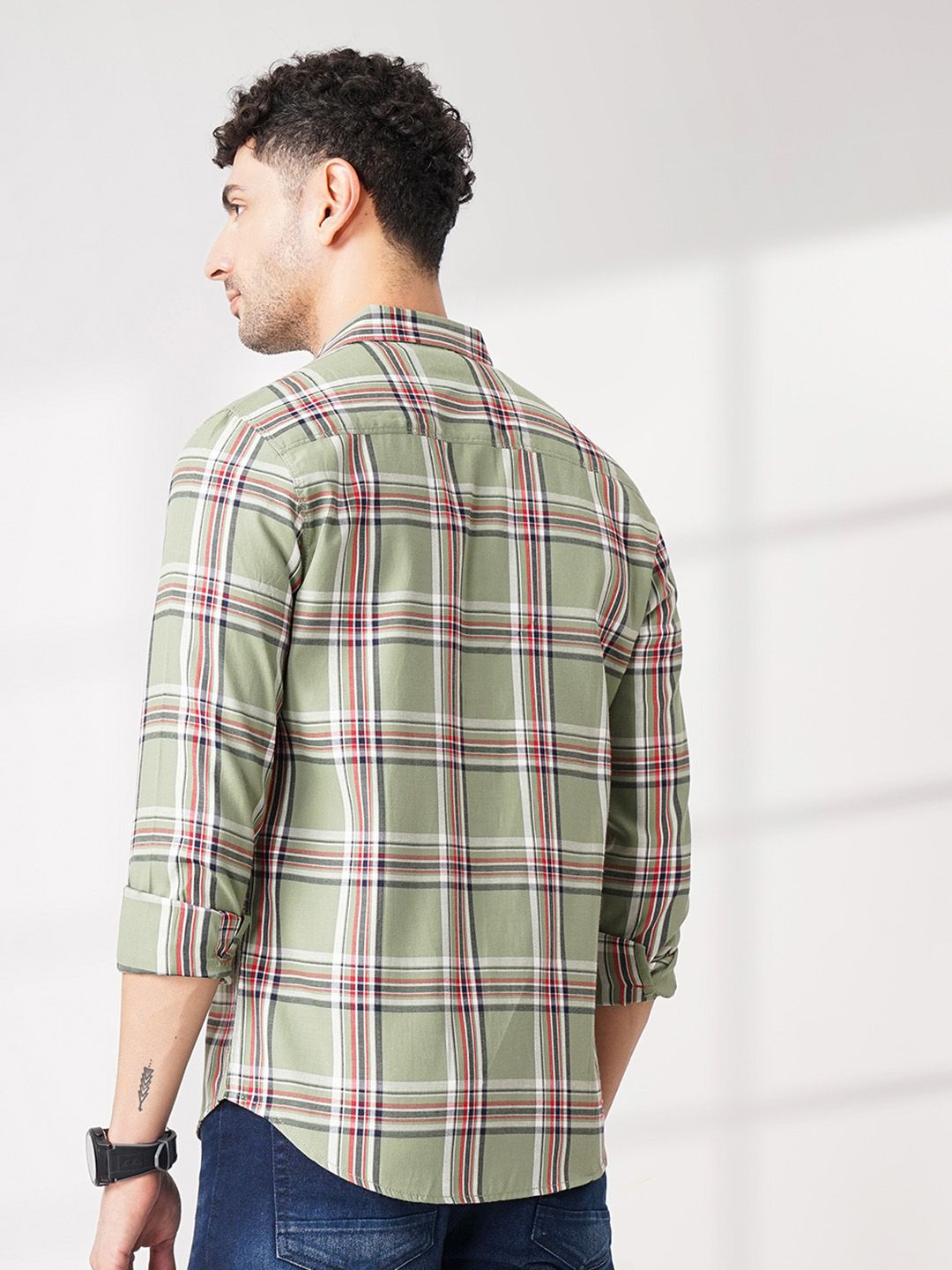 The Indian Garage Co Men Regular Fit Checked Casual Shirt