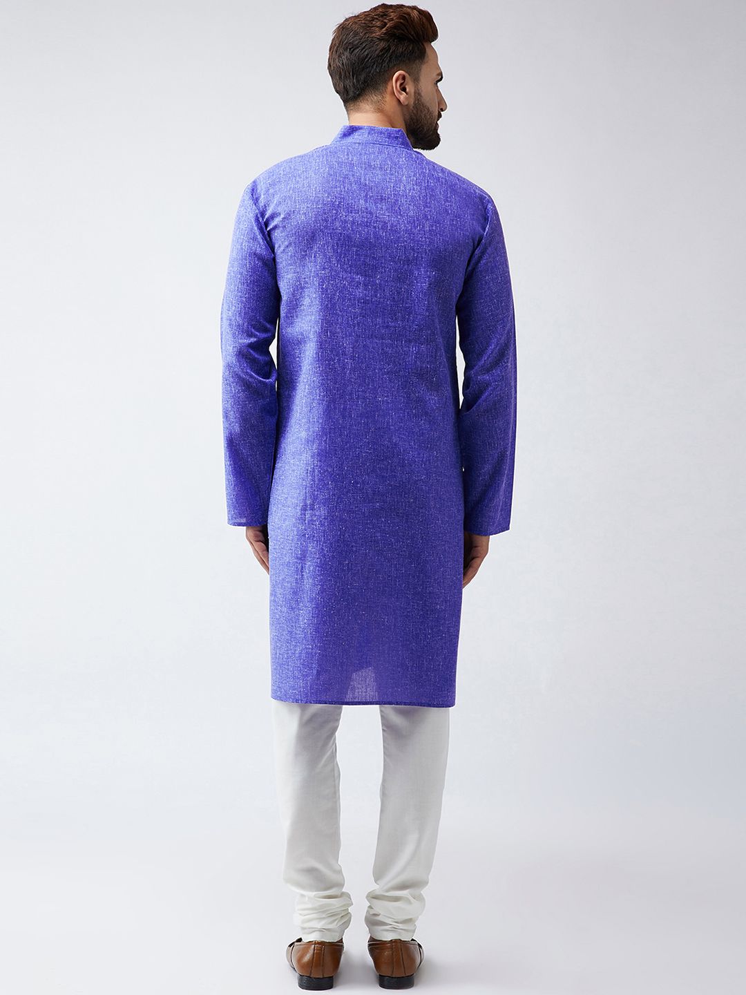SOJANYA Men Blue Woven Design Straight Kurta