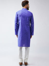 SOJANYA Men Blue Woven Design Straight Kurta