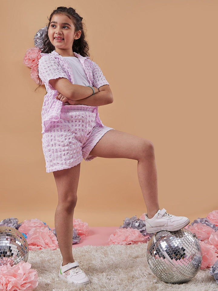 pspeaches Girls Self Design Shirt With Shorts