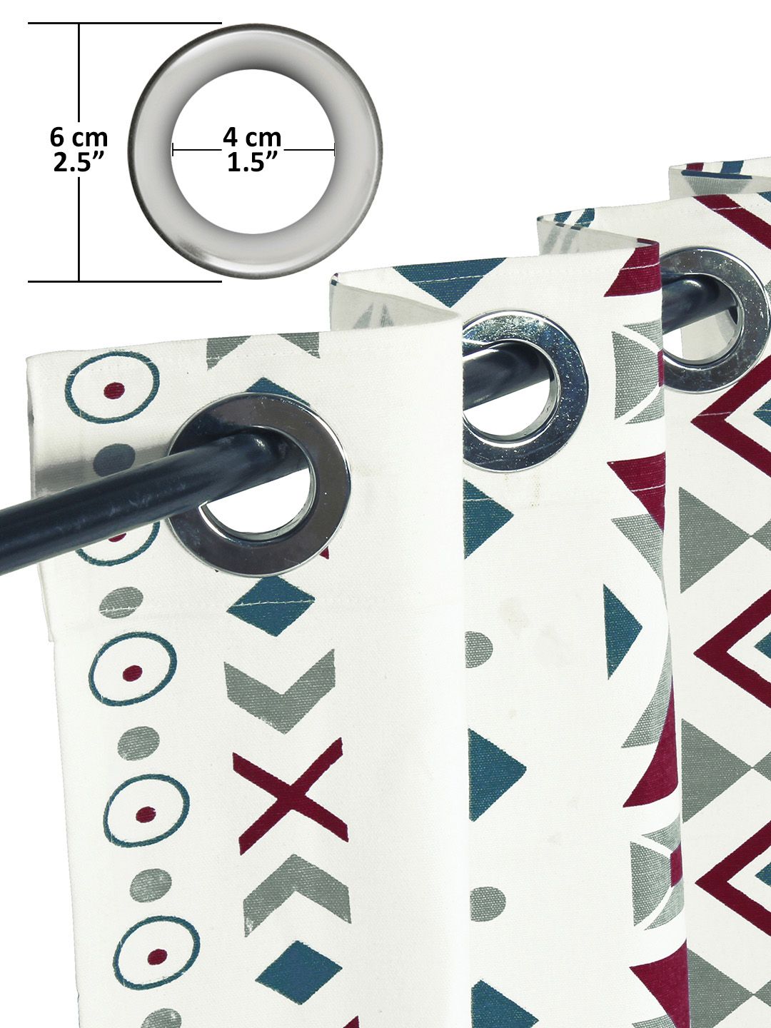 Story@home White & Grey Geometric Room Darkening Door Curtain