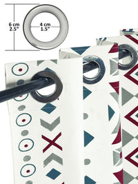 Story@home White & Grey Geometric Room Darkening Door Curtain