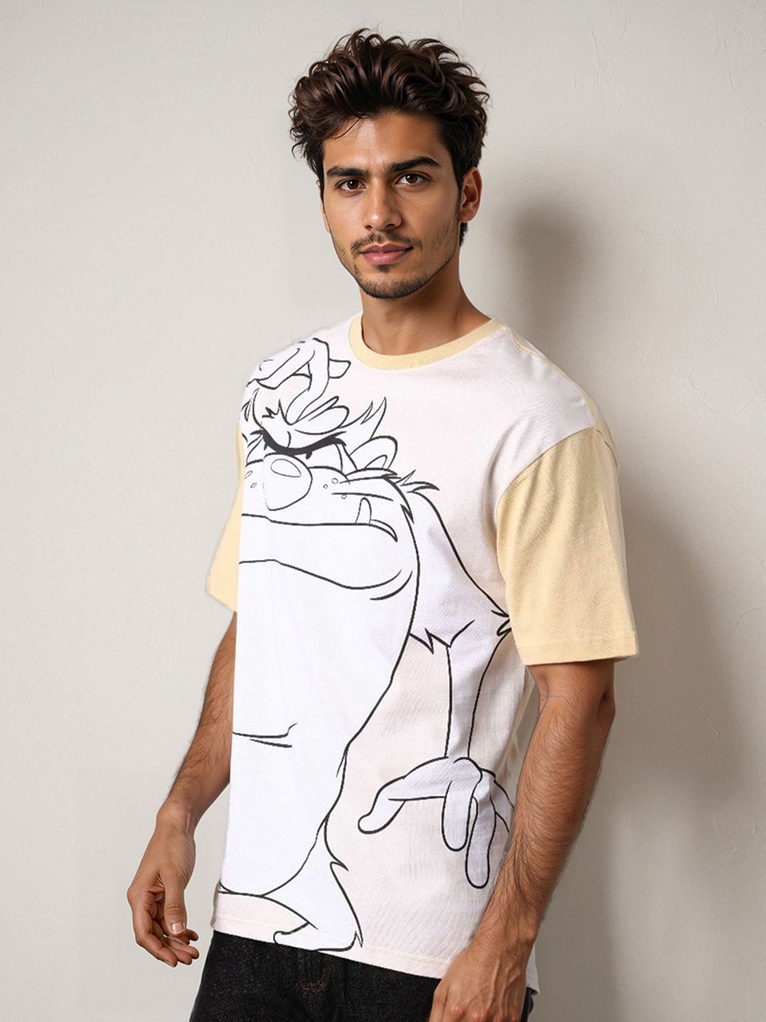 The Indian Garage Co Men Looney Tunes Graphic Printed Round Neck Pure Cotton Boxy T-shirt
