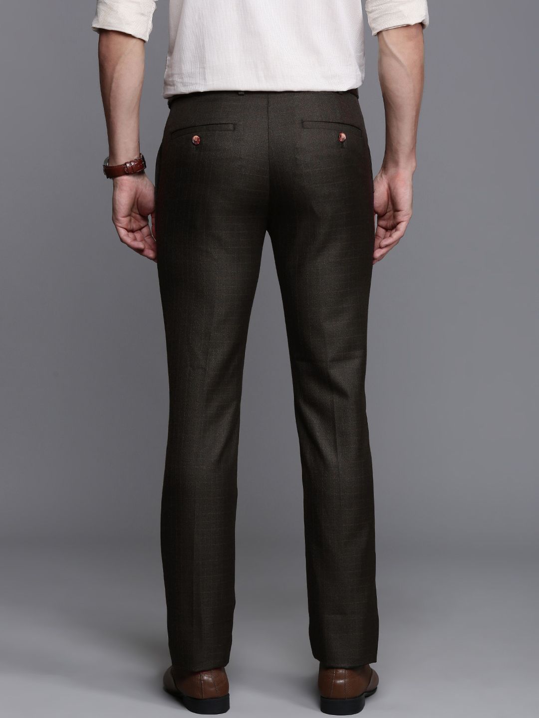 Raymond Men Checked Slim Fit Formal Trousers