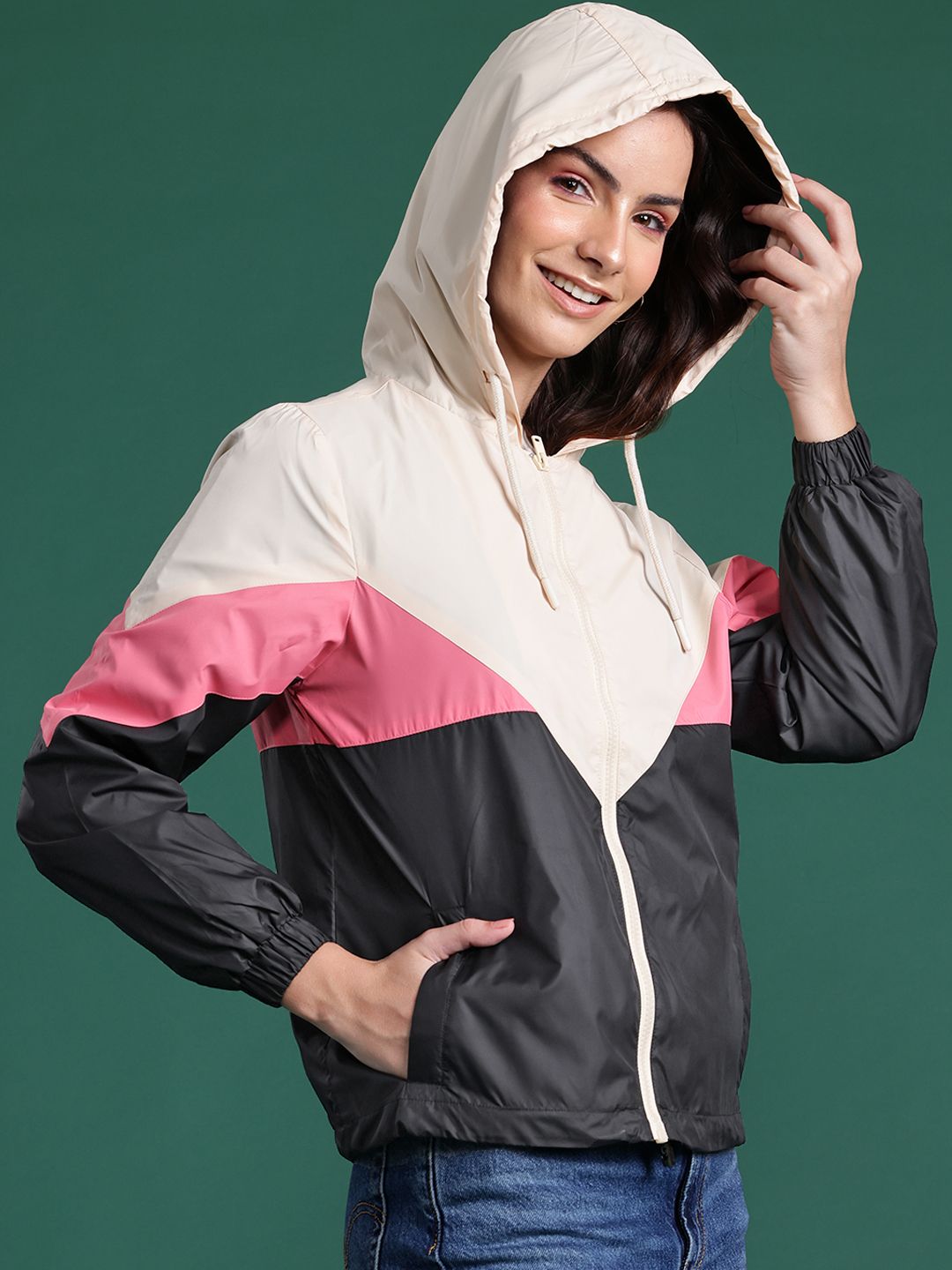 DressBerry Colorblocked Hooded Tailored Jacket