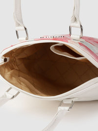 Lino Perros Pink & Off White Floral Printed PU Structured Handheld Bag