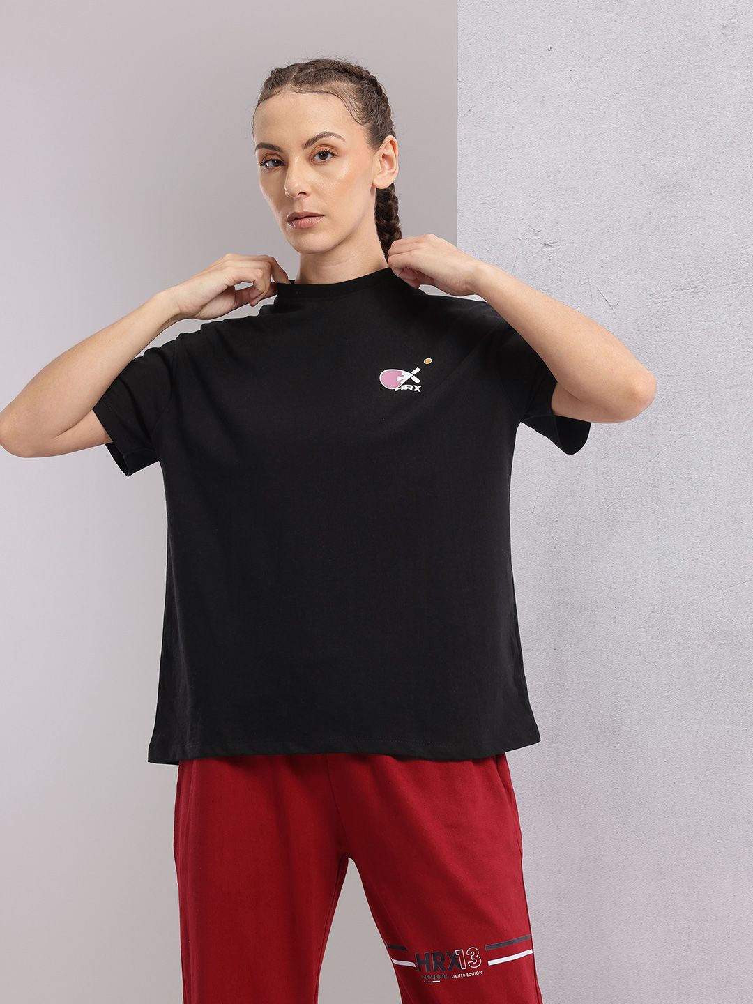 HRX by Hrithik Roshan Printed Drop-Shoulder Sleeves Relaxed Lifestyle T-shirt