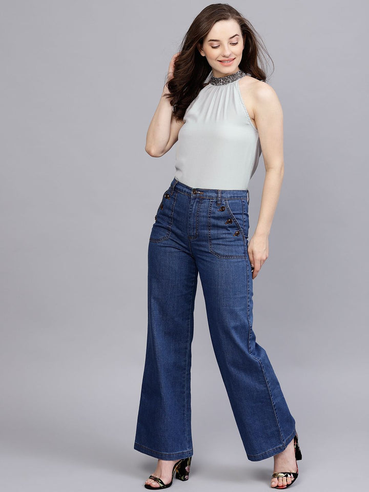 STREET 9 Grey Round Neck A-Line Top