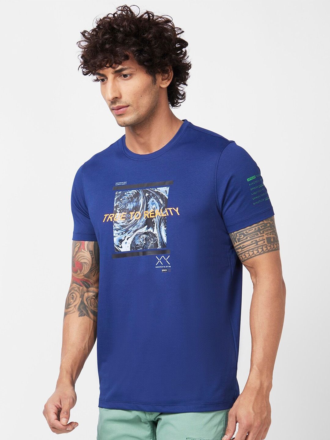 SPYKAR Graphic Printed Slim Fit Cotton T-shirt