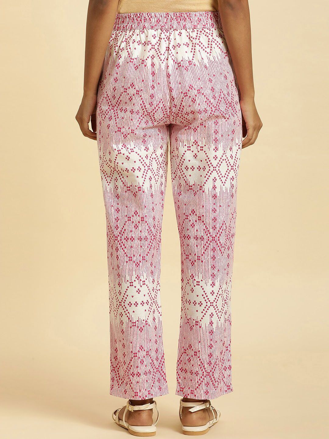 W Women Ethnic Motifs Printed Straight Fit Trousers
