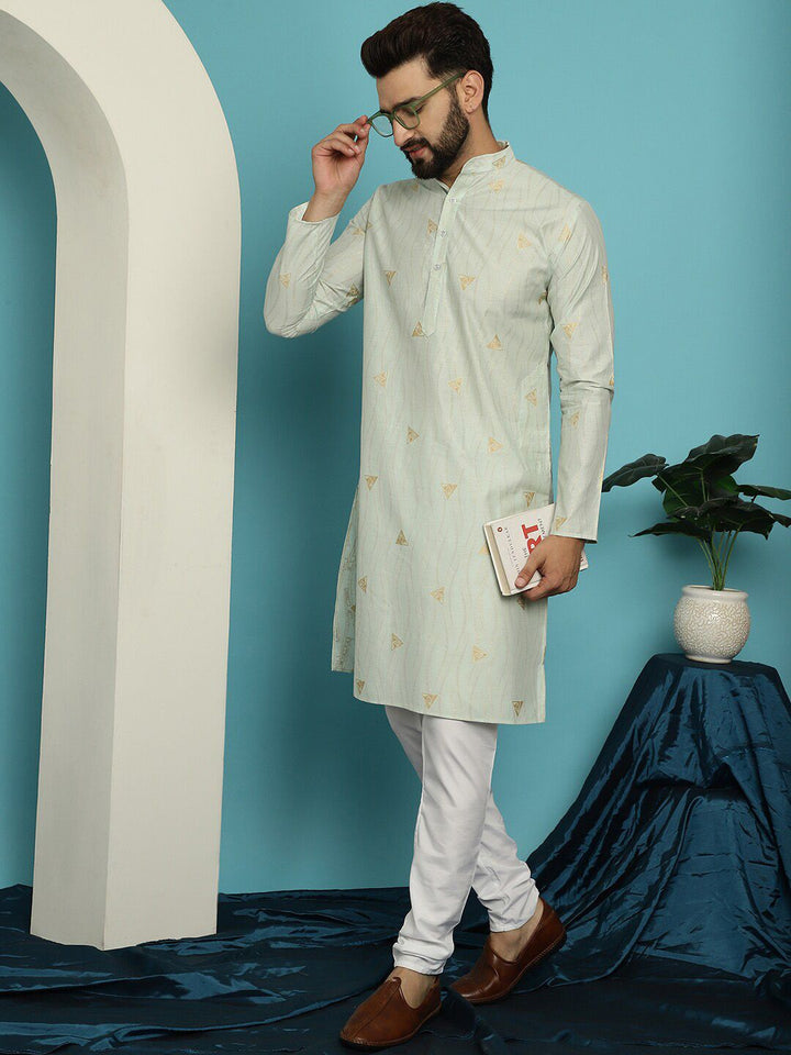 SOJANYA Geometric Woven Design Straight Kurta with Churidar