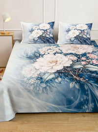 Moda Rapido X KLOTTHE Blue Floral 400 TC King Bedsheet with 2 Pillow Covers