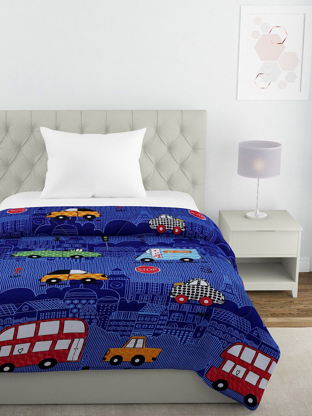 HOSTA HOMES Blue & Red Cartoon Characters Heavy Winter 210 GSM Single Bed Comforter