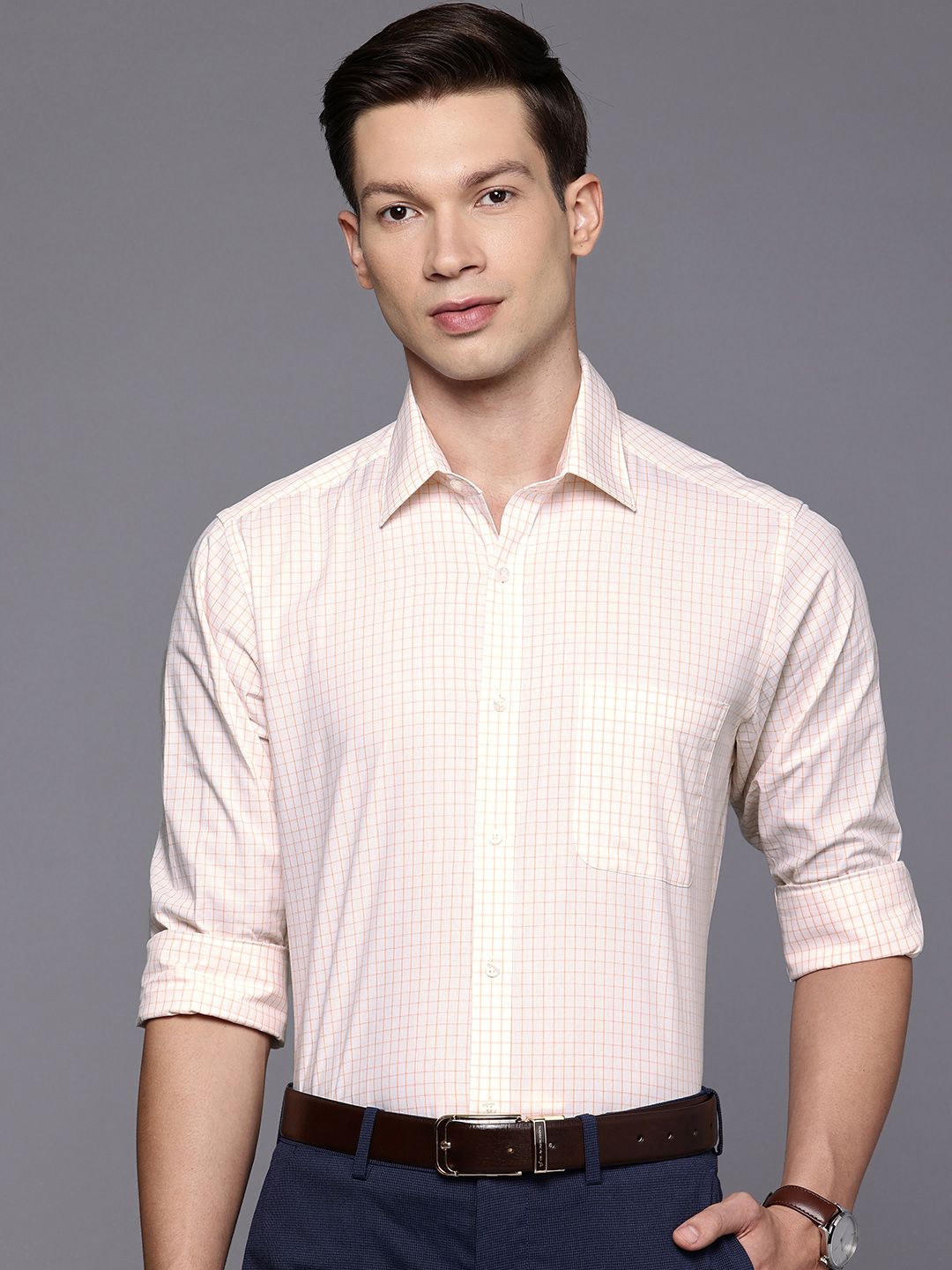 Raymond Slim Fit Checked Pure Cotton Formal Shirt