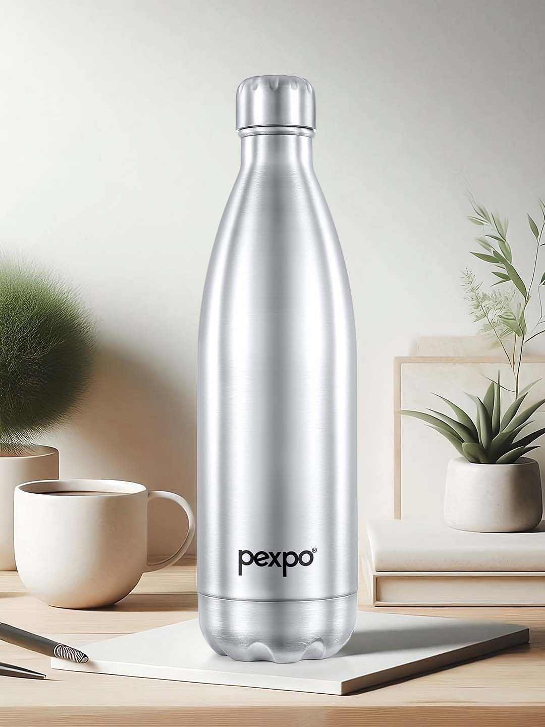Pexpo Electro Silver-Toned ISI Certified Thermosteel 24 Hrs Flask Water Bottle 1000ml