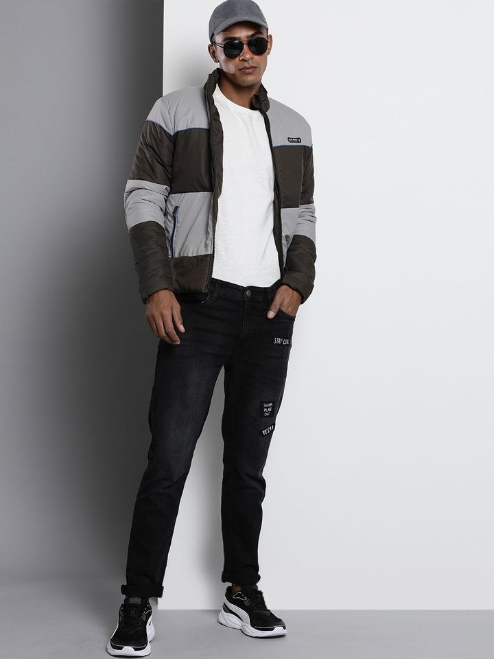 The Indian Garage Co Men Colourblock Slim Fit Bomber Jacket