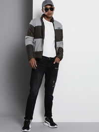The Indian Garage Co Men Colourblock Slim Fit Bomber Jacket